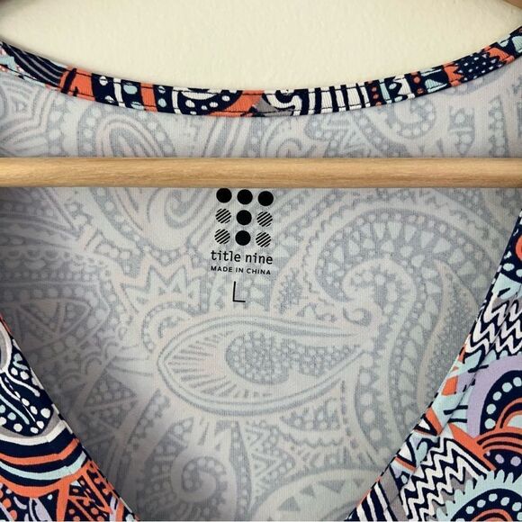 Title Nine Daring Floral Paisley Dress Purple Orange Size Large Knee Length - Picture 4 of 9